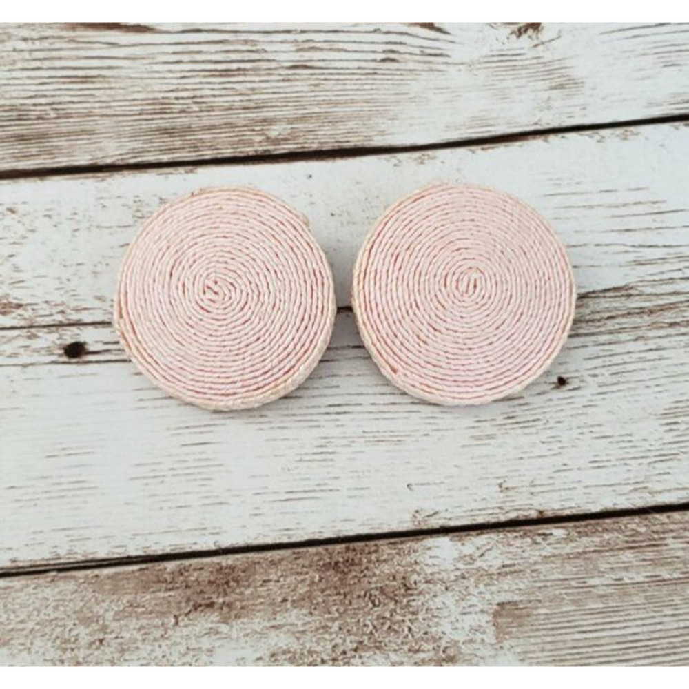 Vintage Clip On Earrings - Large Light Pink Wrapped Spiral Circle